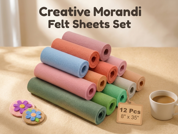 HASTHIP 8"x35" Stiff Felt Sheets, 12 Morandi Colours for Creative Crafts, Sewing and DIY Projects