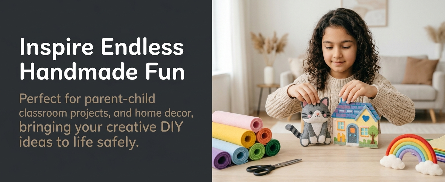 HASTHIP 8"x35" Stiff Felt Sheets, 12 Morandi Colours for Creative Crafts, Sewing and DIY Projects