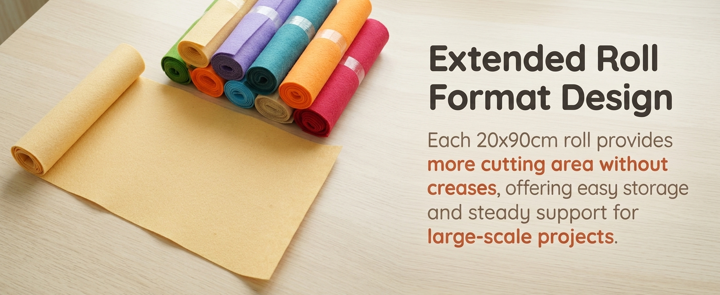HASTHIP 8"x35" Stiff Felt Sheets, 12 Morandi Colours for Creative Crafts, Sewing and DIY Projects