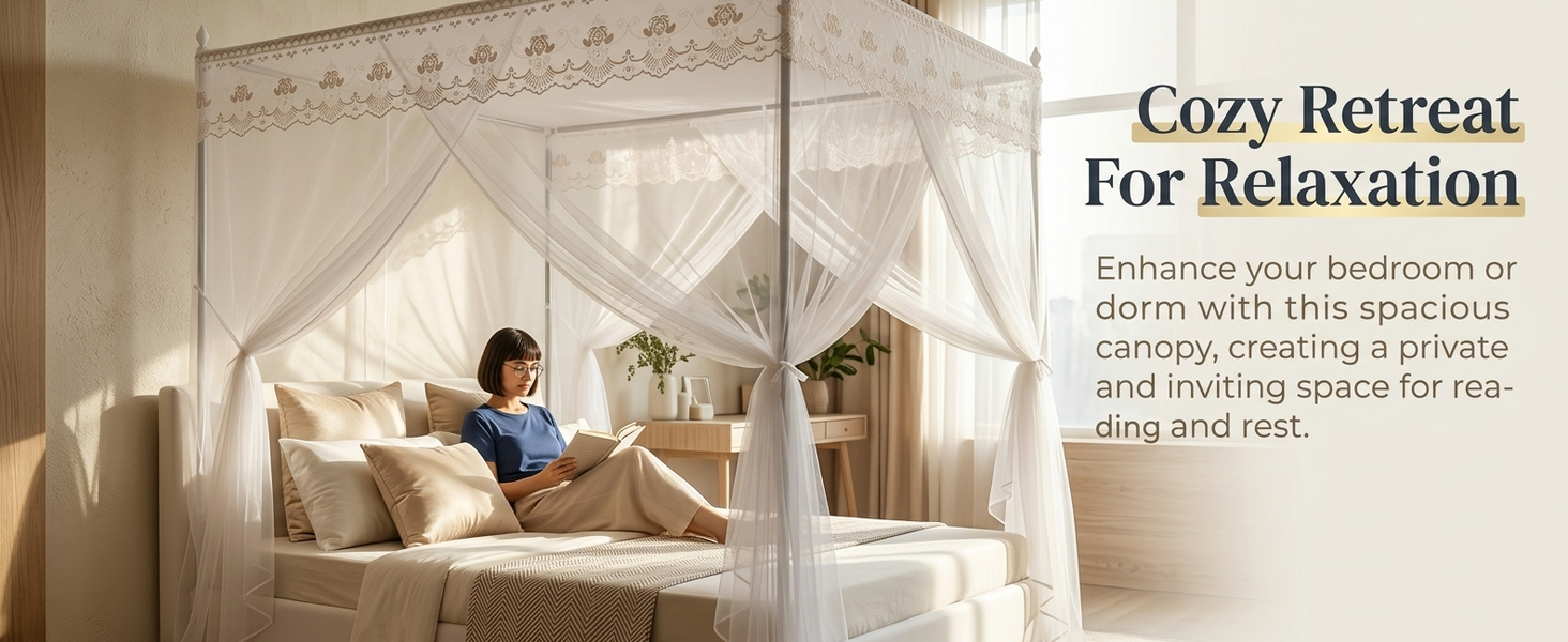HASTHIP Single Princess Style Mosquito Net Canopy with Breathable Polyester Mesh for Bedroom