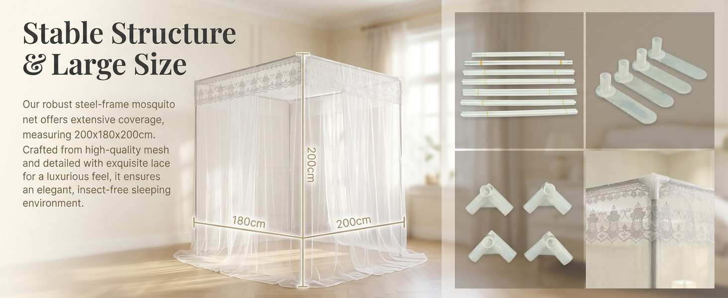 HASTHIP Single Princess Style Mosquito Net Canopy with Breathable Polyester Mesh for Bedroom