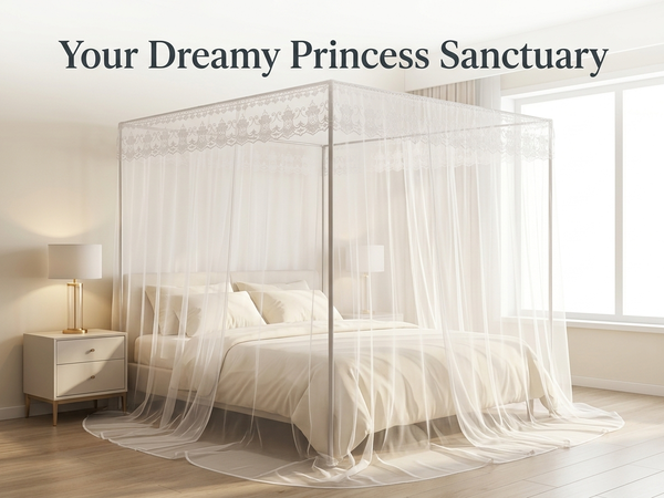 HASTHIP Single Princess Style Mosquito Net Canopy with Breathable Polyester Mesh for Bedroom