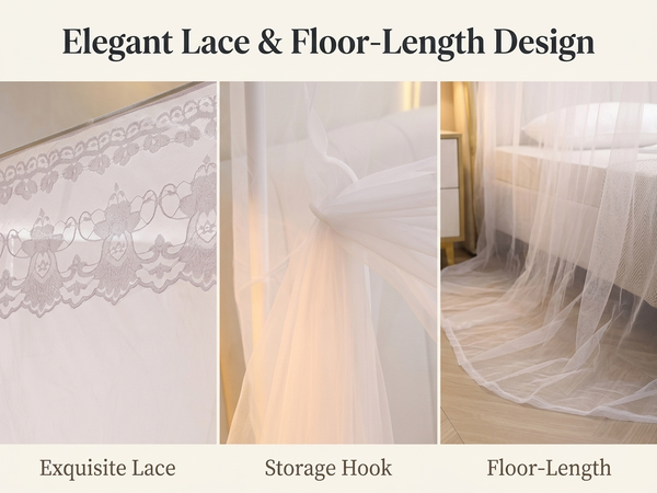 HASTHIP Single Princess Style Mosquito Net Canopy with Breathable Polyester Mesh for Bedroom