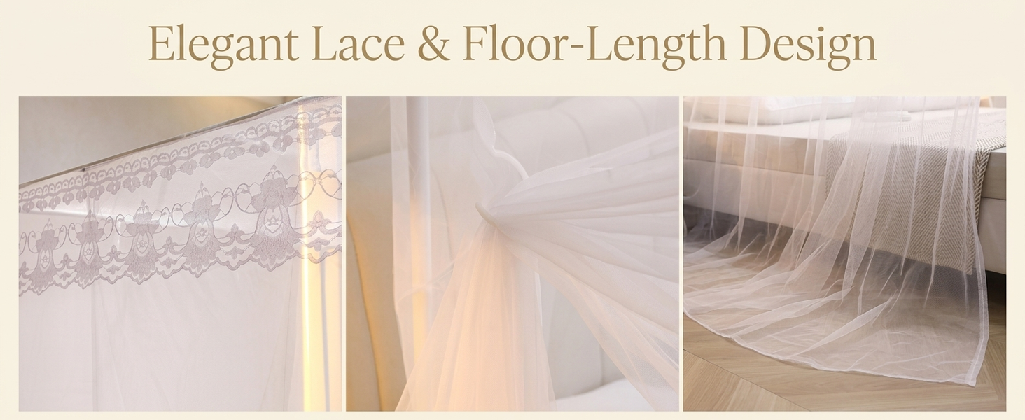 HASTHIP Single Princess Style Mosquito Net Canopy with Breathable Polyester Mesh for Bedroom