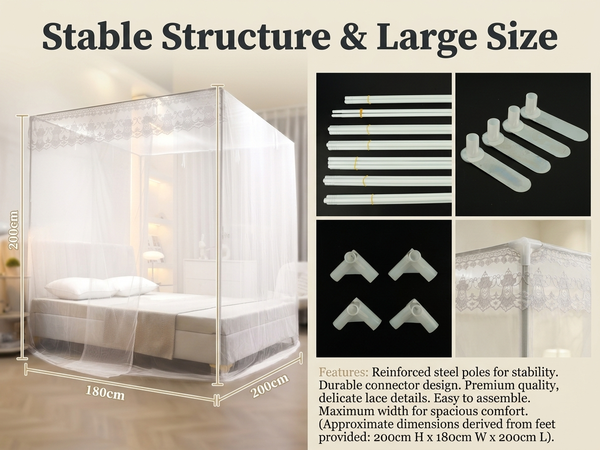 HASTHIP Single Princess Style Mosquito Net Canopy with Breathable Polyester Mesh for Bedroom