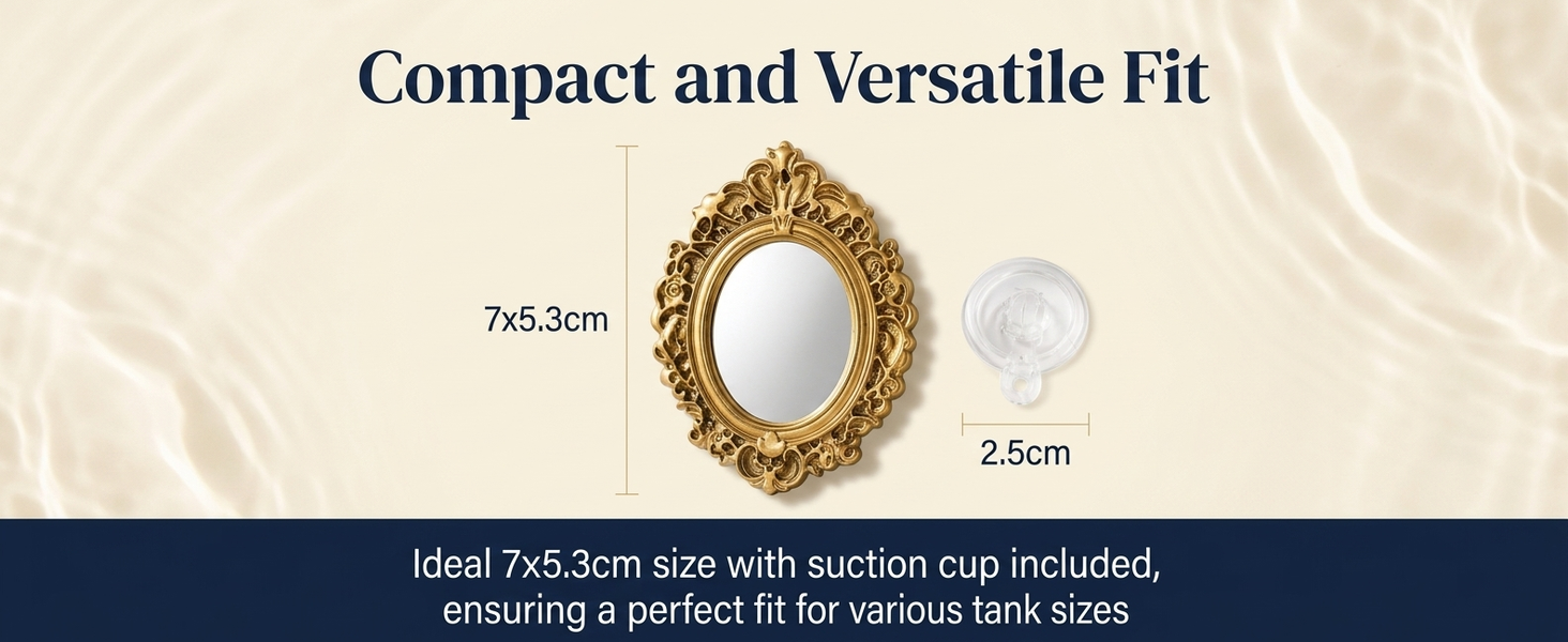 Qpets Betta Fish Floating Mirror Tank Decor with PVC Frame, Glass Mirror and Tool-Free Setup