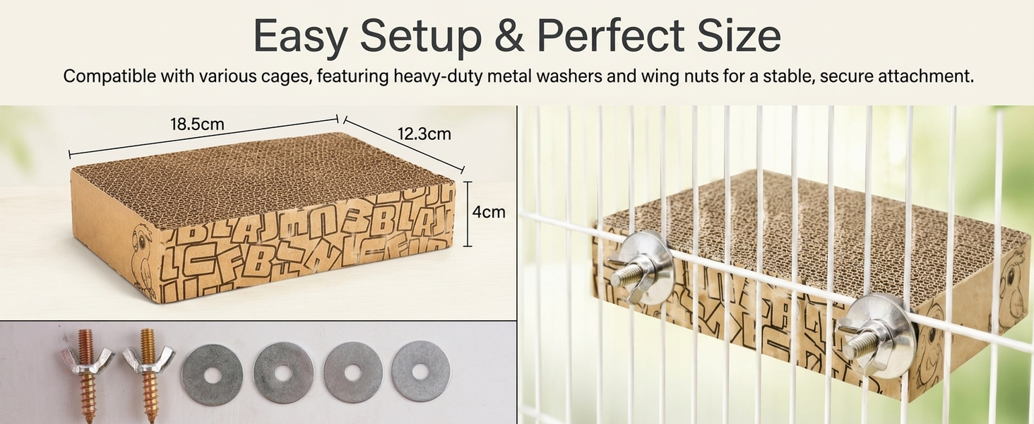 Qpets Bird Chew Toy and Resting Perch Platform for Small Birds, Natural Cardboard Material