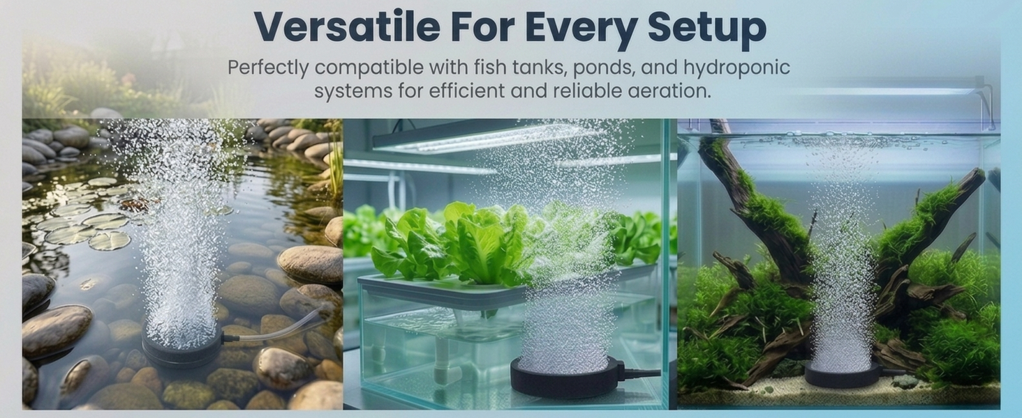 Qpets Aquarium Air Stone Diffuser with Fine Bubbles, 12cm Ceramic Disc and 3 Suction Cups
