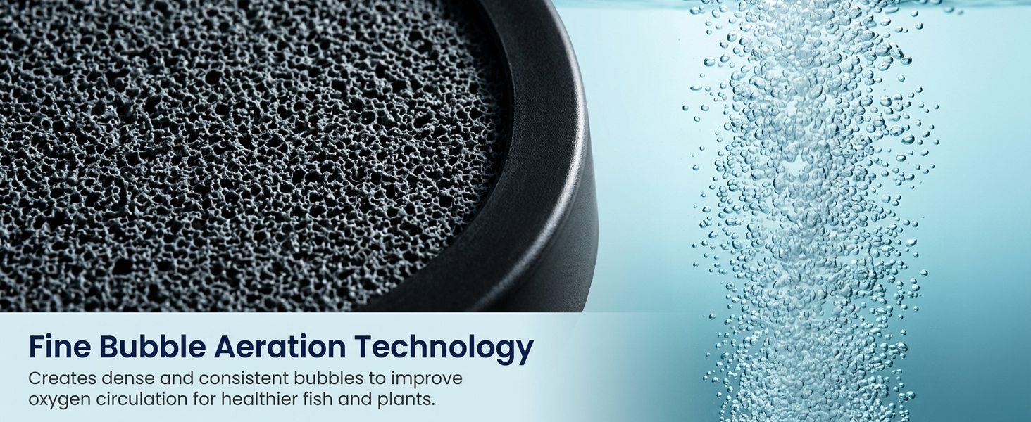 Qpets Aquarium Air Stone Diffuser with Fine Bubbles, 12cm Ceramic Disc and 3 Suction Cups