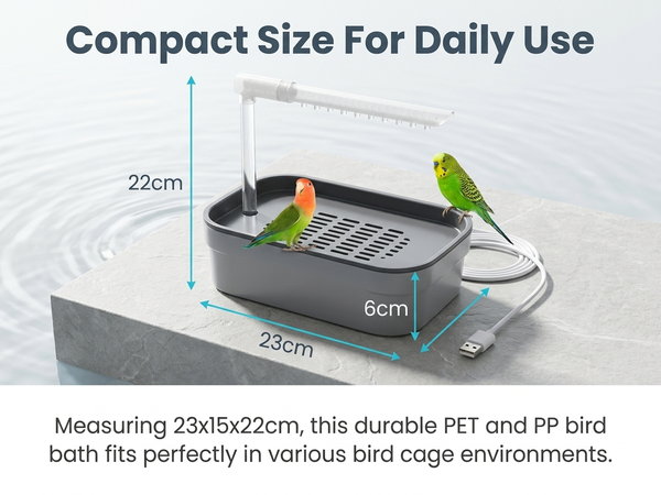Qpets Automatic Bird Bath Box with USB Fountain, Quiet Circulating Water for Small Birds