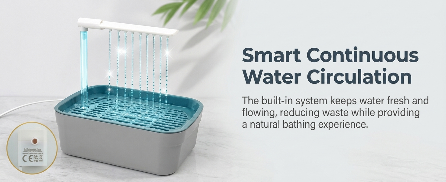 Qpets Automatic Bird Bath Box with USB Fountain, Quiet Circulating Water for Small Birds