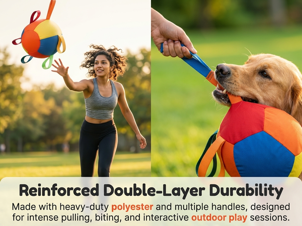 Qpets Herding Ball for Dogs with Multiple Handles and Reinforced Double-Layer Construction
