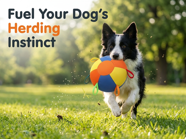 Qpets Herding Ball for Dogs with Multiple Handles and Reinforced Double-Layer Construction