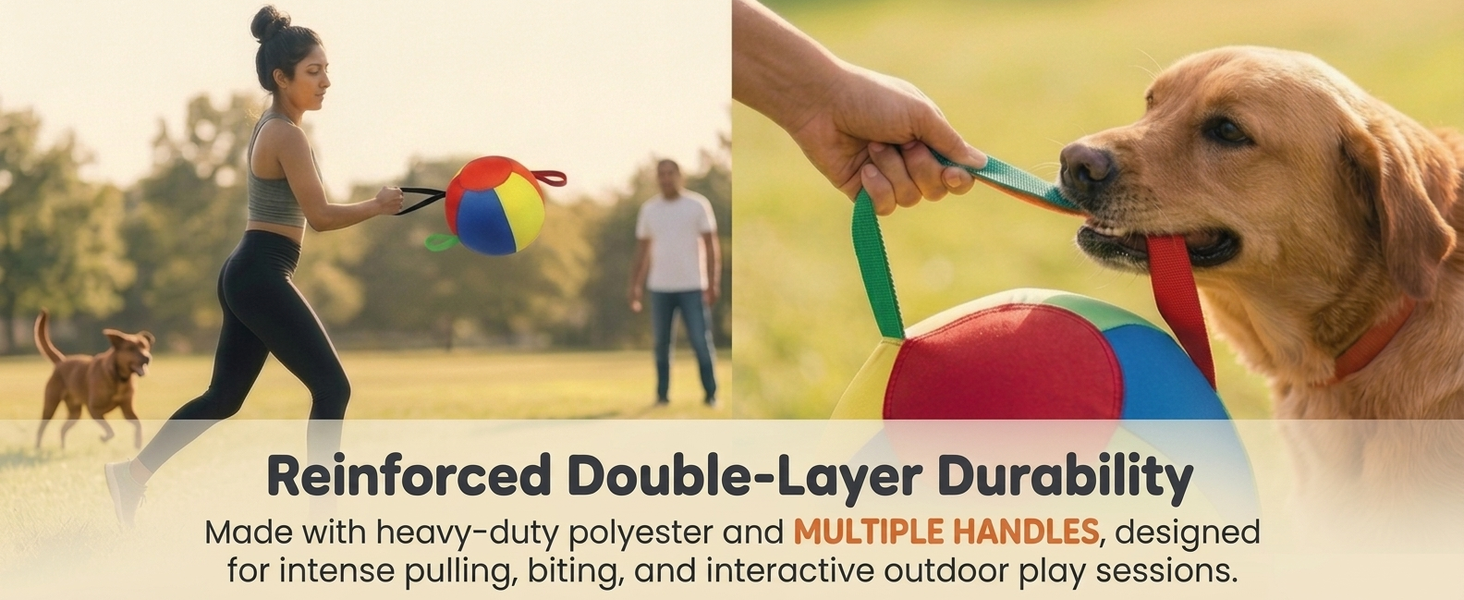 Qpets Herding Ball for Dogs with Multiple Handles and Reinforced Double-Layer Construction