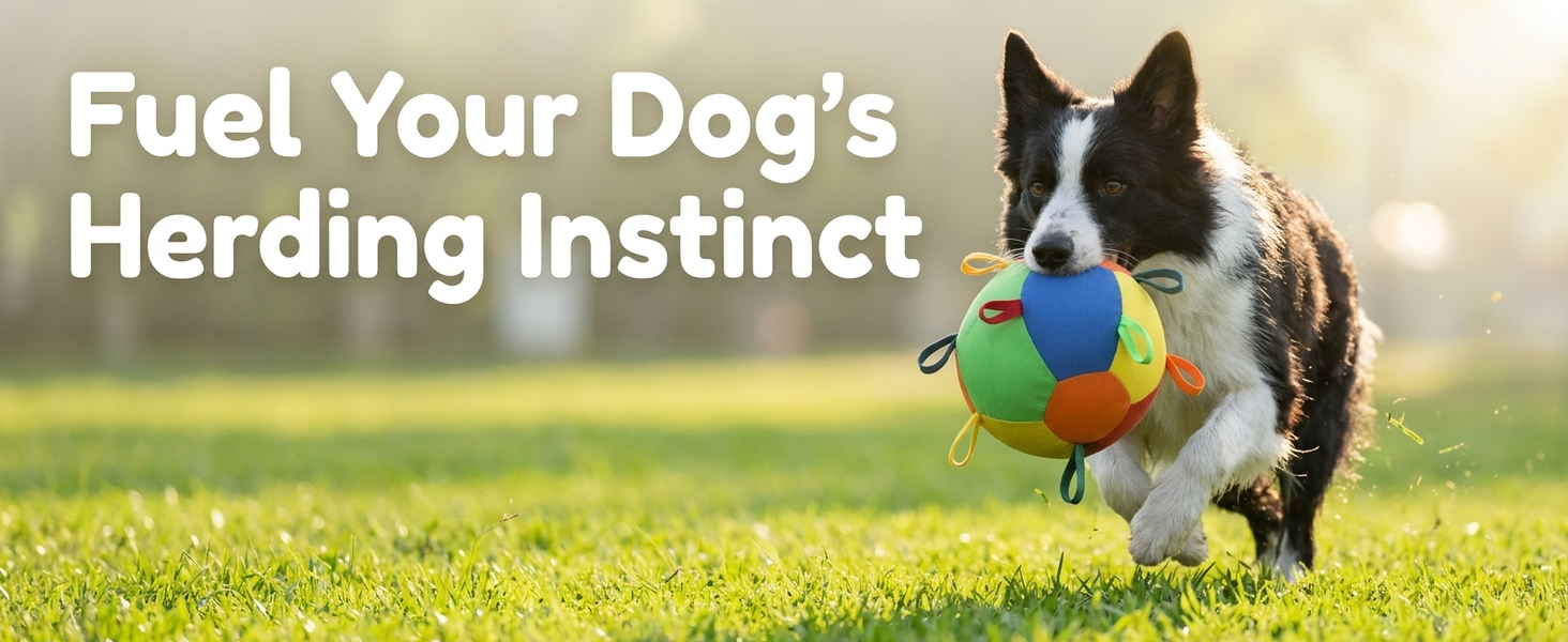 Qpets Herding Ball for Dogs with Multiple Handles and Reinforced Double-Layer Construction