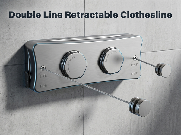 HASTHIP Retractable Double Clothesline with 304 Stainless Steel Wires, 40 lb Capacity