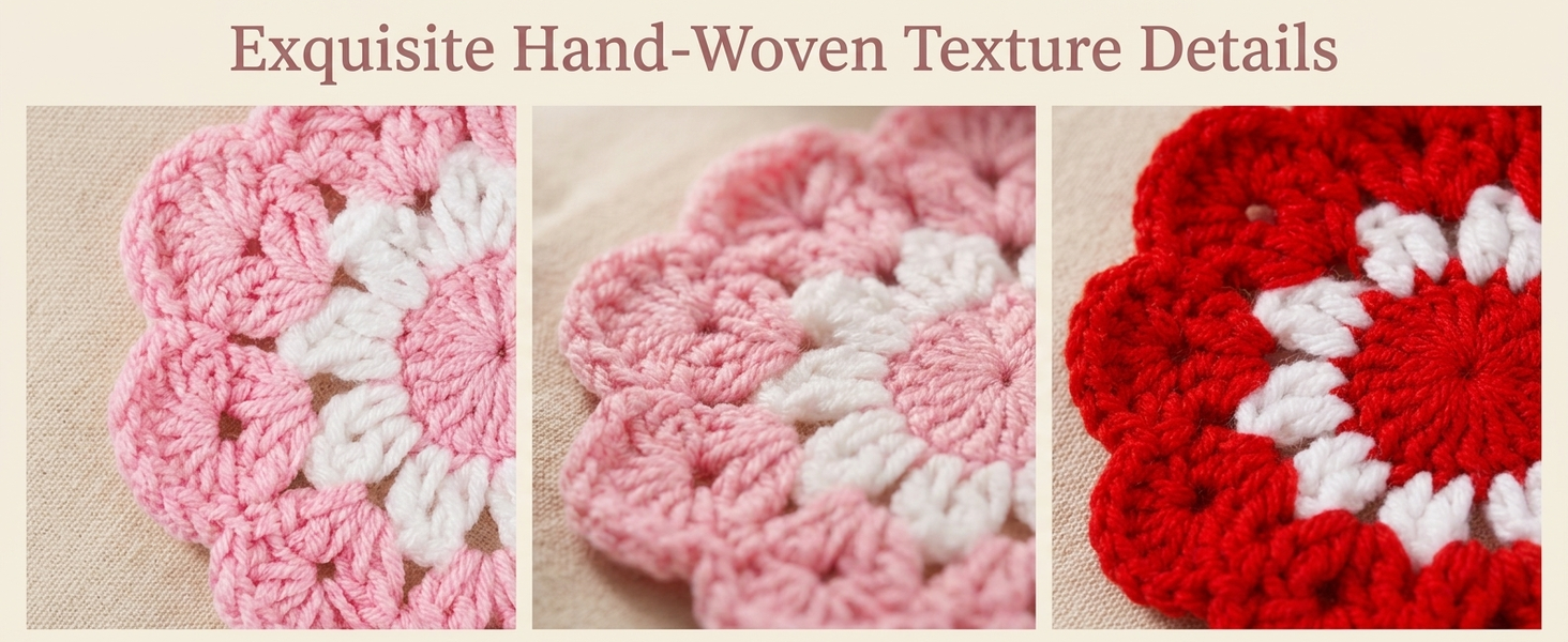 HASTHIP Crochet Cotton Coasters, Set of Five Floral Drink Mats for Cups and Mugs