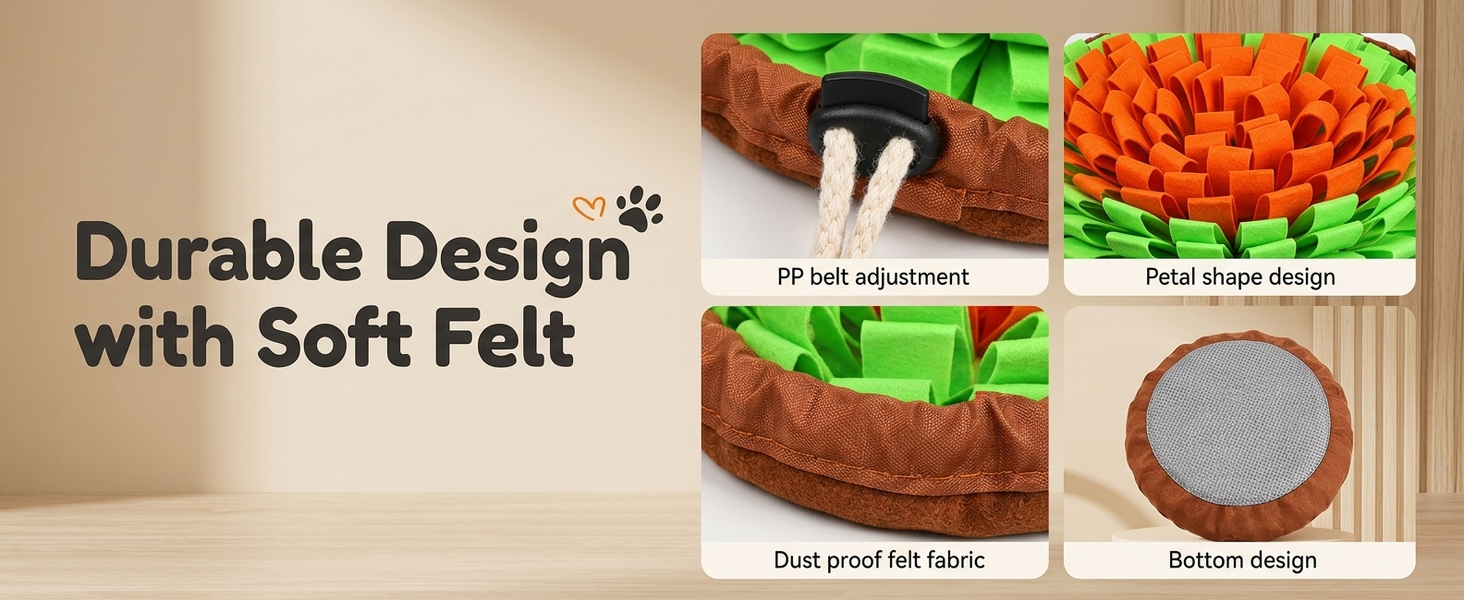 Qpets Dog Snuffle Mat for Slow Feeding and Training: Soft Felt, Machine Washable, Home and Travel Use