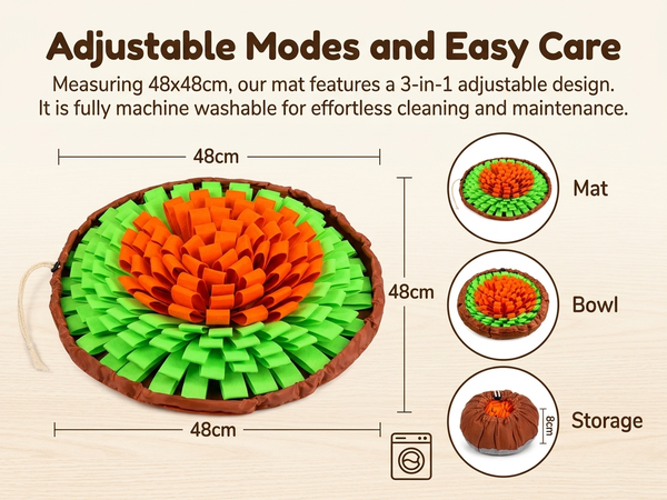 Qpets Dog Snuffle Mat for Slow Feeding and Training: Soft Felt, Machine Washable, Home and Travel Use