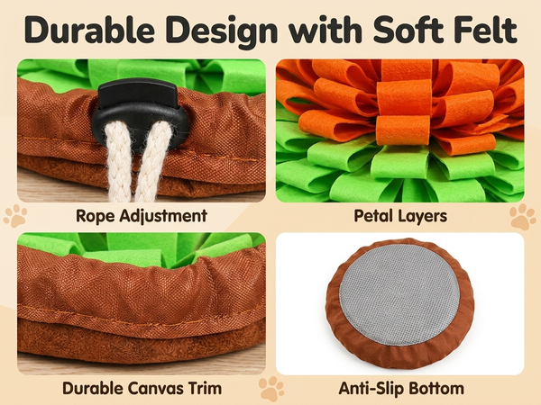 Qpets Dog Snuffle Mat for Slow Feeding and Training: Soft Felt, Machine Washable, Home and Travel Use