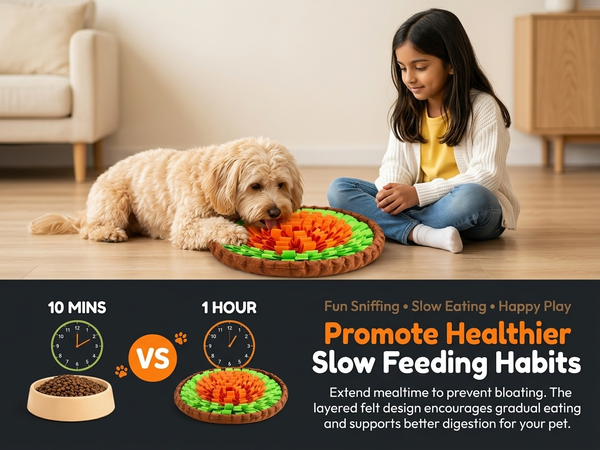 Qpets Dog Snuffle Mat for Slow Feeding and Training: Soft Felt, Machine Washable, Home and Travel Use
