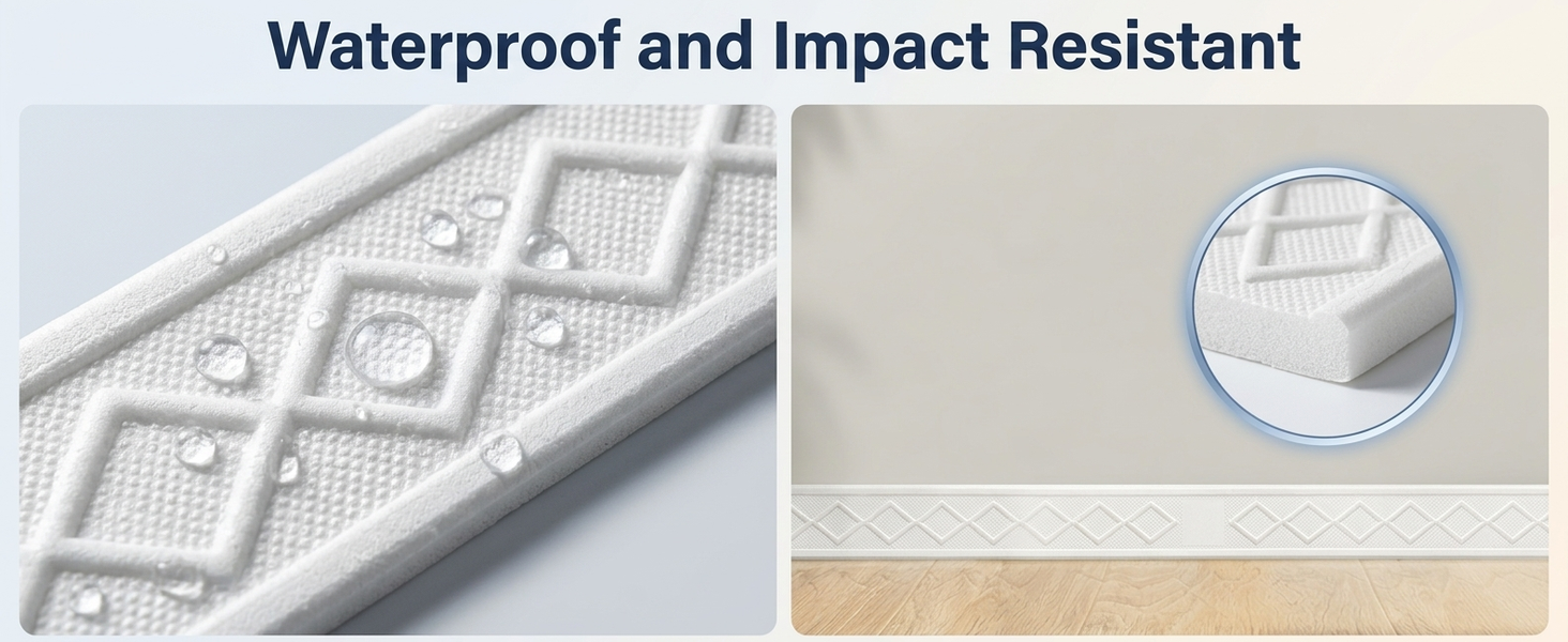 HASTHIP Self-Adhesive 3D Foam Wall Trim Border for Flexible Edge and Corner Finishing