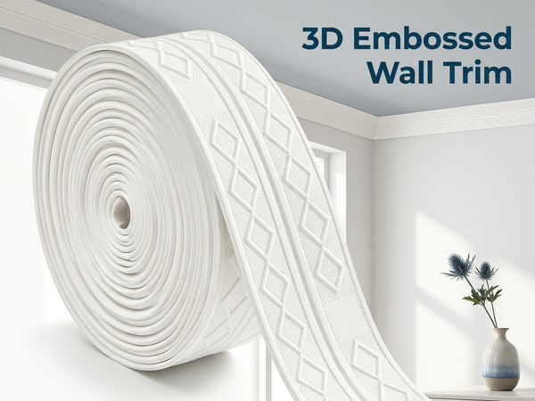 HASTHIP Self-Adhesive 3D Foam Wall Trim Border for Flexible Edge and Corner Finishing
