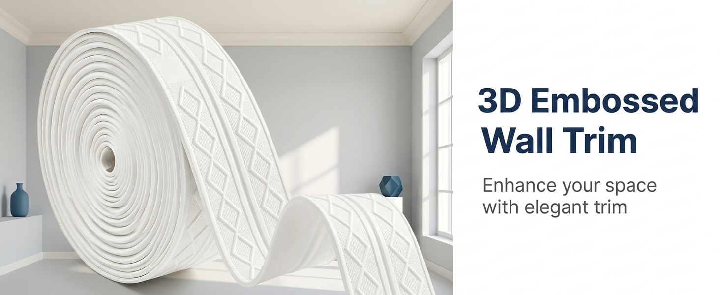 HASTHIP Self-Adhesive 3D Foam Wall Trim Border for Flexible Edge and Corner Finishing