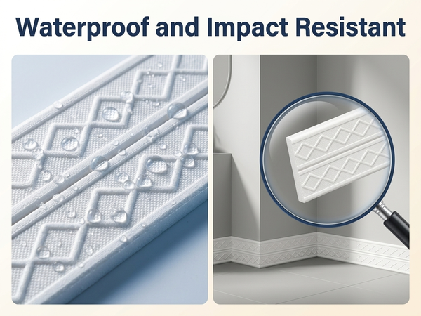 HASTHIP Self-Adhesive 3D Foam Wall Trim Border for Flexible Edge and Corner Finishing