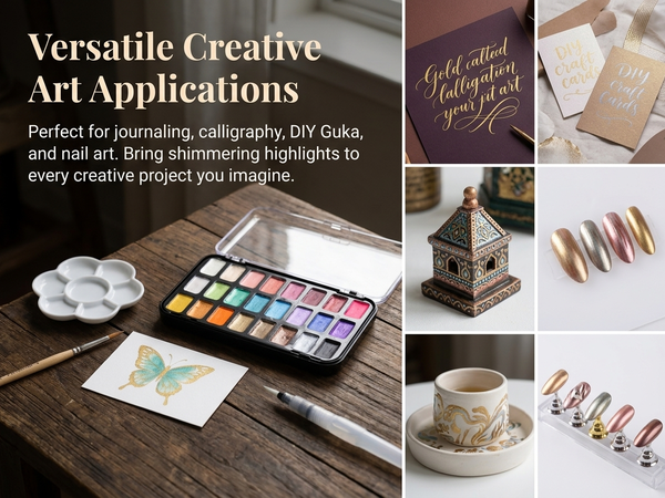 HASTHIP 24 Color Metallic Watercolor Paint Set with Shimmering Solid Pigments and Portable Mandala Case
