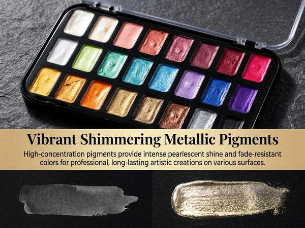HASTHIP 24 Color Metallic Watercolor Paint Set with Shimmering Solid Pigments and Portable Mandala Case