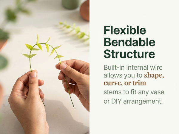HASTHIP Artificial Eucalyptus Stems with Flexible Branches and Silk Leaves for Home and Events
