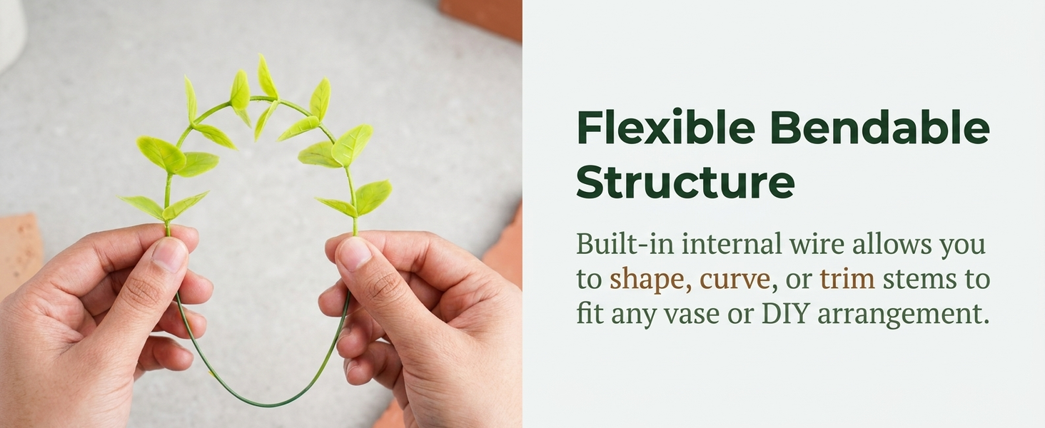 HASTHIP Artificial Eucalyptus Stems with Flexible Branches and Silk Leaves for Home and Events