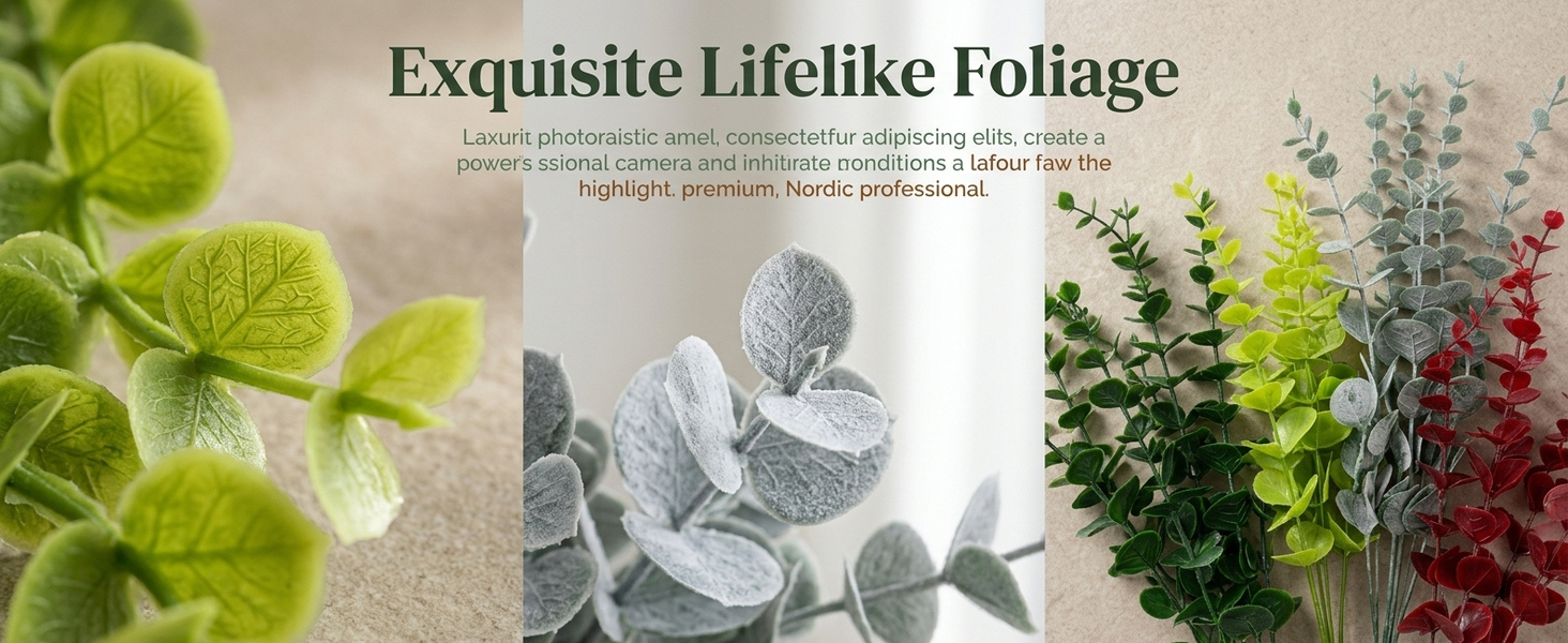 HASTHIP Artificial Eucalyptus Stems with Flexible Branches and Silk Leaves for Home and Events
