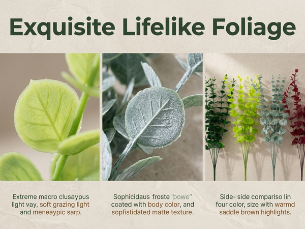 HASTHIP Artificial Eucalyptus Stems with Flexible Branches and Silk Leaves for Home and Events