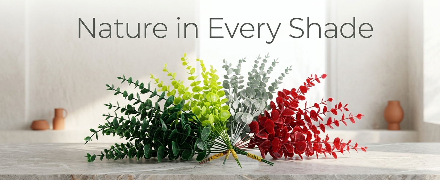 HASTHIP Artificial Eucalyptus Stems with Flexible Branches and Silk Leaves for Home and Events