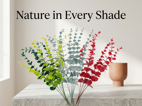 HASTHIP Artificial Eucalyptus Stems with Flexible Branches and Silk Leaves for Home and Events