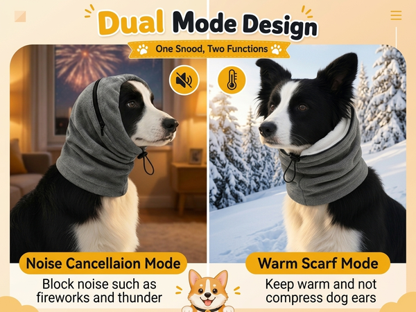 Qpets Adjustable Dog Ear Hood with Dual-Zipper Coverage and Soft Inner Lining, Size M