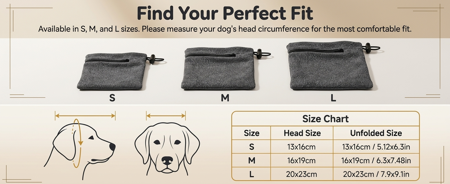 Qpets Adjustable Dog Ear Hood with Dual-Zipper Coverage and Soft Inner Lining, Size M