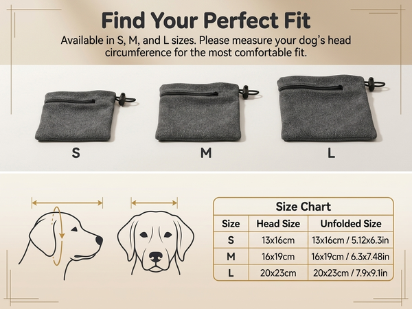Qpets Adjustable Dog Ear Hood with Dual-Zipper Coverage and Soft Inner Lining, Size M