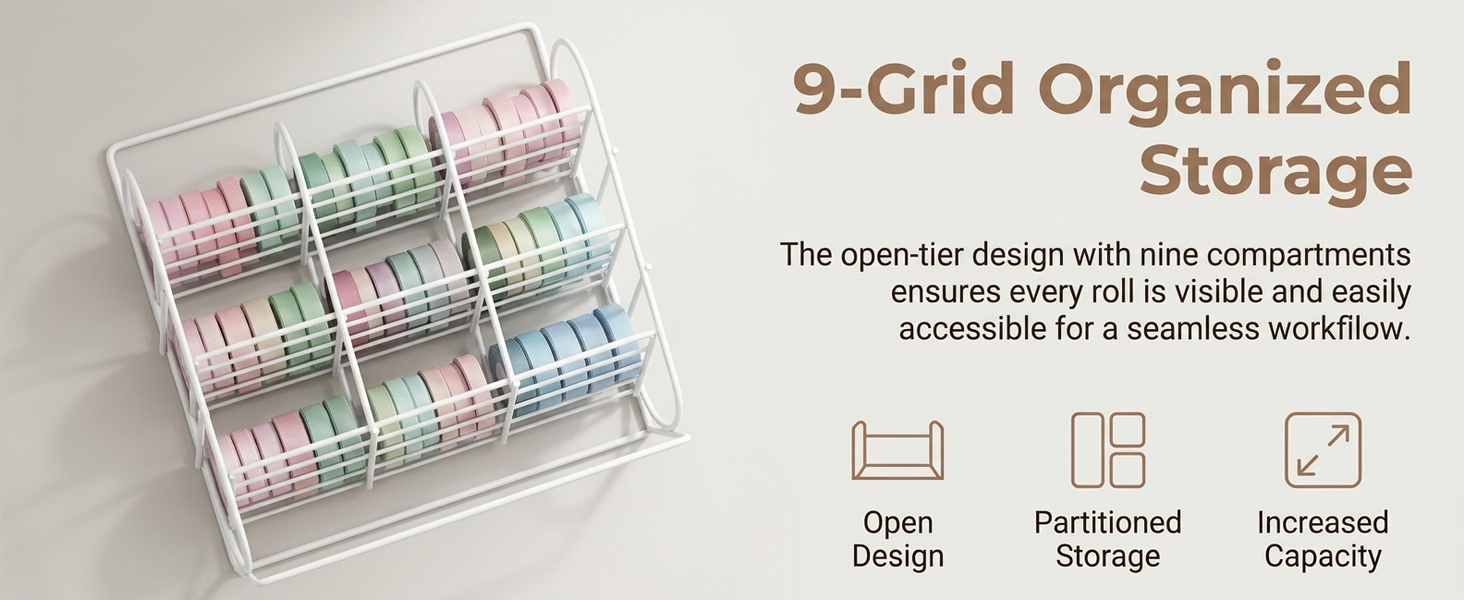 HASTHIP Multi-Tier Ribbon Organizer Rack with Iron Frame for Wall or Desktop Craft Storage