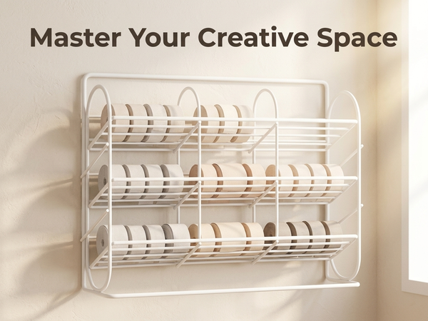 HASTHIP Multi-Tier Ribbon Organizer Rack with Iron Frame for Wall or Desktop Craft Storage