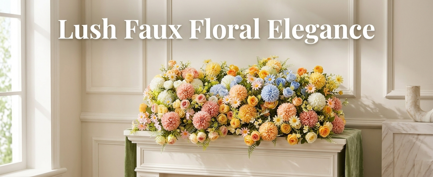HASTHIP Faux Rose and Silk Hydrangea Bouquet with 7 Branches and 31CM Flexible UV-Resistant Stems
