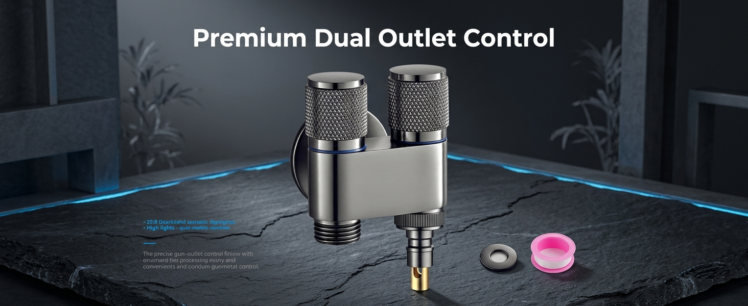 HASTHIP Stainless Steel Dual Outlet Washing Machine Tap with 2-in-1 Angle Valve and Spray Function