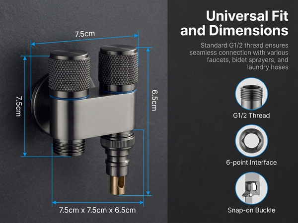 HASTHIP Stainless Steel Dual Outlet Washing Machine Tap with 2-in-1 Angle Valve and Spray Function