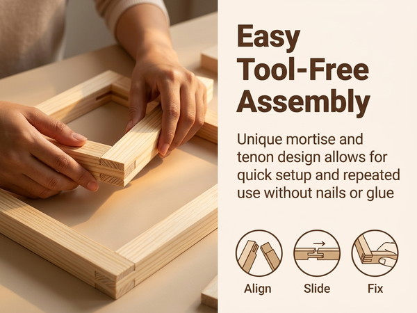 HASTHIP 12-Piece Pine Wood Needlepoint Stretcher Bars Set with Pins, Reusable and Adjustable