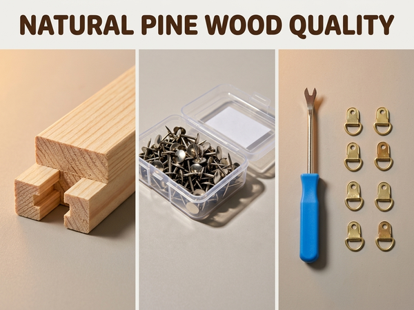 HASTHIP 12-Piece Pine Wood Needlepoint Stretcher Bars Set with Pins, Reusable and Adjustable