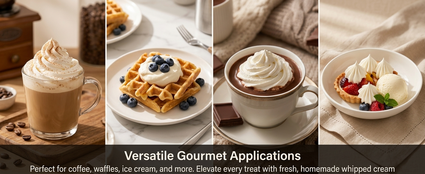 HASTHIP 500ml Whipped Cream Dispenser with 8 Decorating Nozzles and Cleaning Brush for Desserts