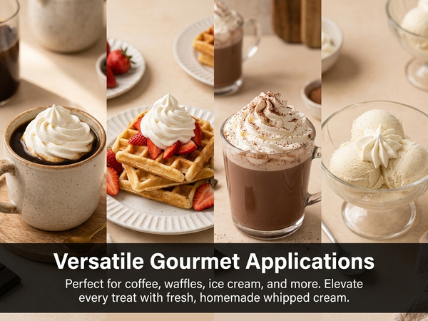 HASTHIP 500ml Whipped Cream Dispenser with 8 Decorating Nozzles and Cleaning Brush for Desserts