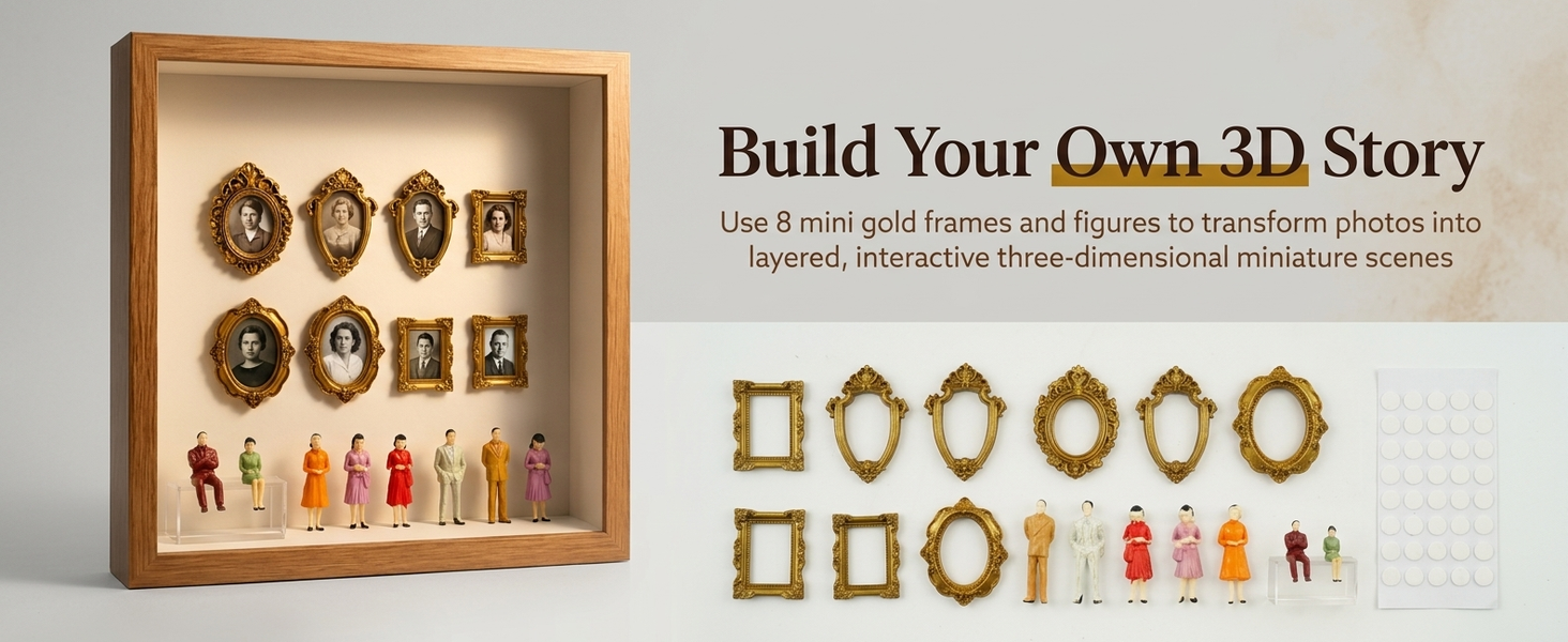 HASTHIP DIY Shadow Box Frame Kit with Movable Mini Frames for Personalized Photo Displays
